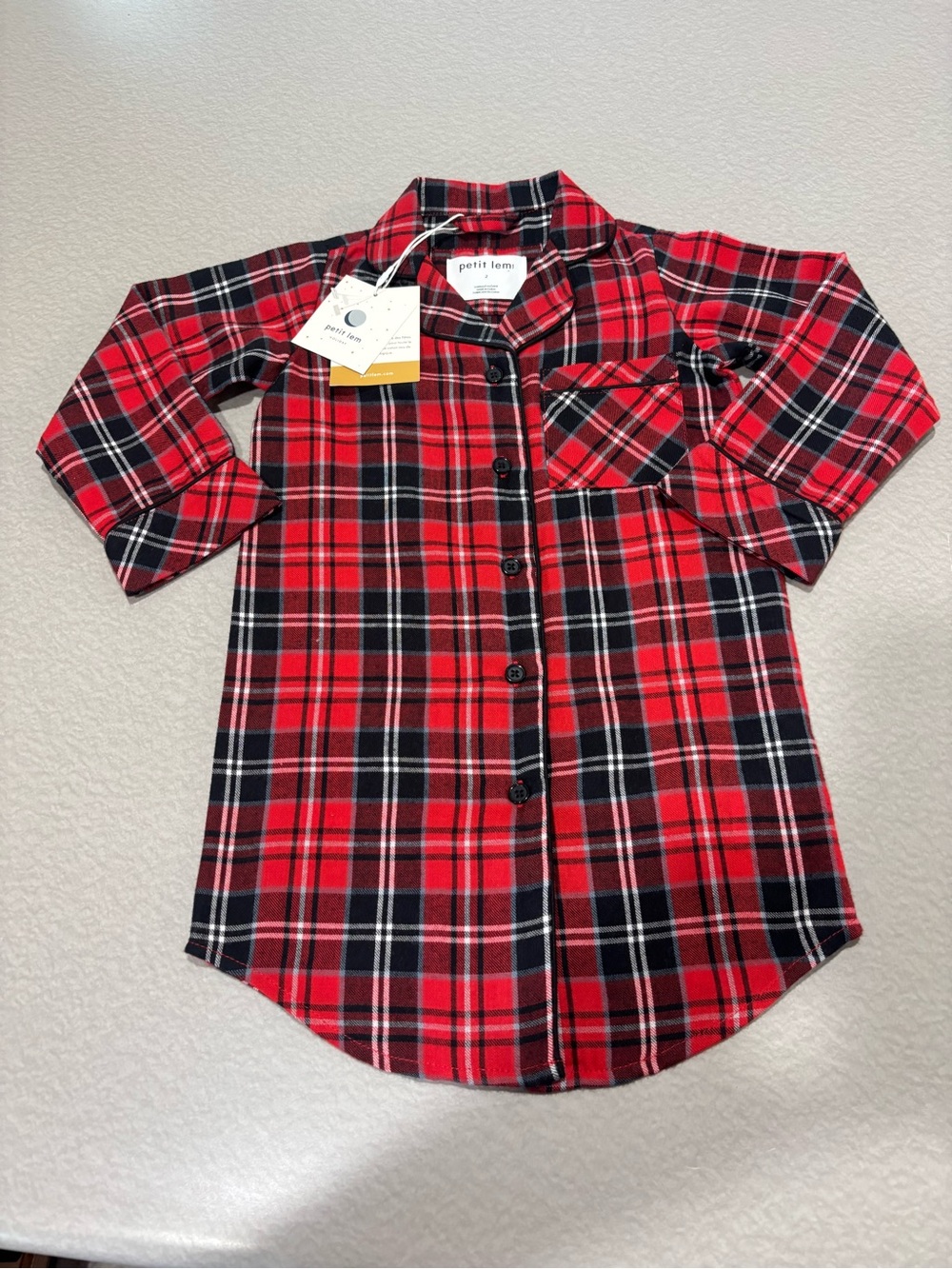 petit lem Red Plaid Button-Front size 2 night gown
